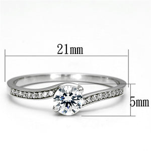 TS078 - Rhodium 925 Sterling Silver Ring with AAA Grade CZ  in Clear