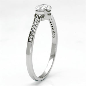 TS078 - Rhodium 925 Sterling Silver Ring with AAA Grade CZ  in Clear