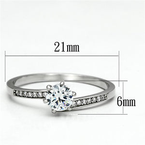 TS084 - Rhodium 925 Sterling Silver Ring with AAA Grade CZ  in Clear