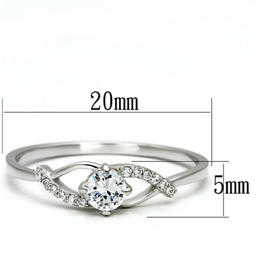 TS085 - Rhodium 925 Sterling Silver Ring with AAA Grade CZ  in Clear - Joyeria Lady