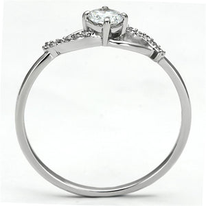 TS085 - Rhodium 925 Sterling Silver Ring with AAA Grade CZ  in Clear