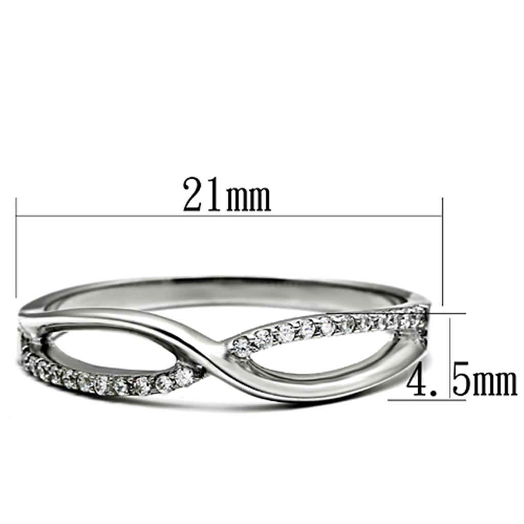TS087 - Rhodium 925 Sterling Silver Ring with AAA Grade CZ  in Clear - Joyeria Lady