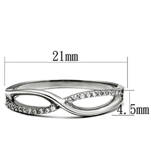 TS087 - Rhodium 925 Sterling Silver Ring with AAA Grade CZ  in Clear