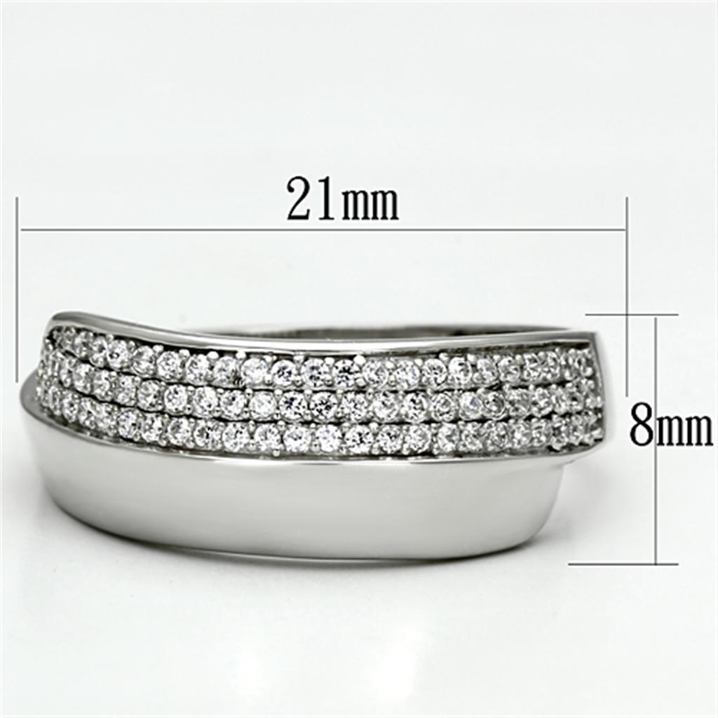 TS089 - Rhodium 925 Sterling Silver Ring with AAA Grade CZ  in Clear - Joyeria Lady