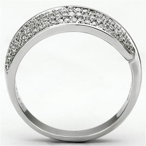 TS089 - Rhodium 925 Sterling Silver Ring with AAA Grade CZ  in Clear