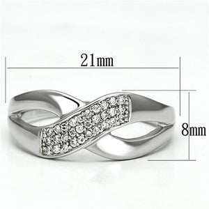 TS090 - Rhodium 925 Sterling Silver Ring with AAA Grade CZ  in Clear