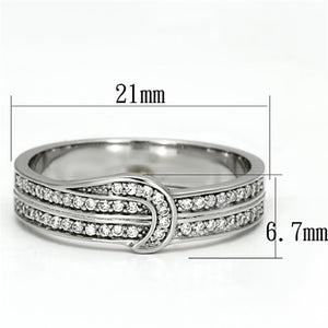 TS091 - Rhodium 925 Sterling Silver Ring with AAA Grade CZ  in Clear