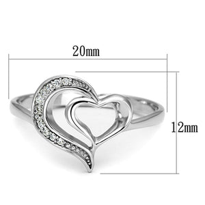 TS093 - Rhodium 925 Sterling Silver Ring with AAA Grade CZ  in Clear