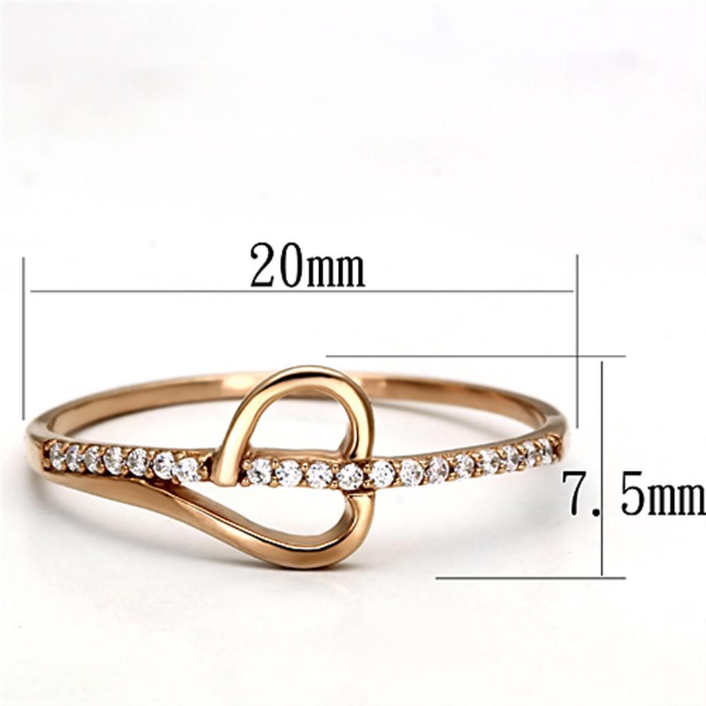 TS095 - Rose Gold 925 Sterling Silver Ring with AAA Grade CZ  in Clear - Joyeria Lady
