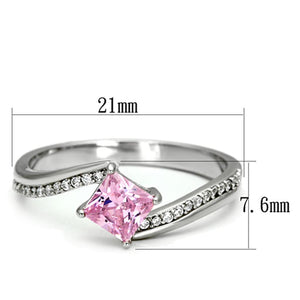 TS100 - Rhodium 925 Sterling Silver Ring with AAA Grade CZ  in Rose