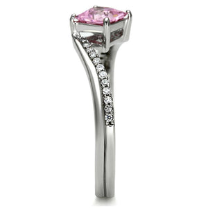 TS100 - Rhodium 925 Sterling Silver Ring with AAA Grade CZ  in Rose
