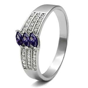 TS104 - Rhodium 925 Sterling Silver Ring with AAA Grade CZ  in Amethyst