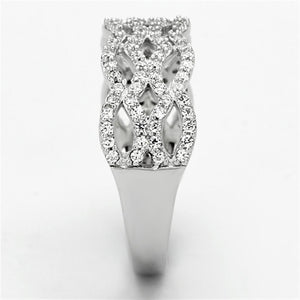 TS106 - Rhodium 925 Sterling Silver Ring with AAA Grade CZ  in Clear