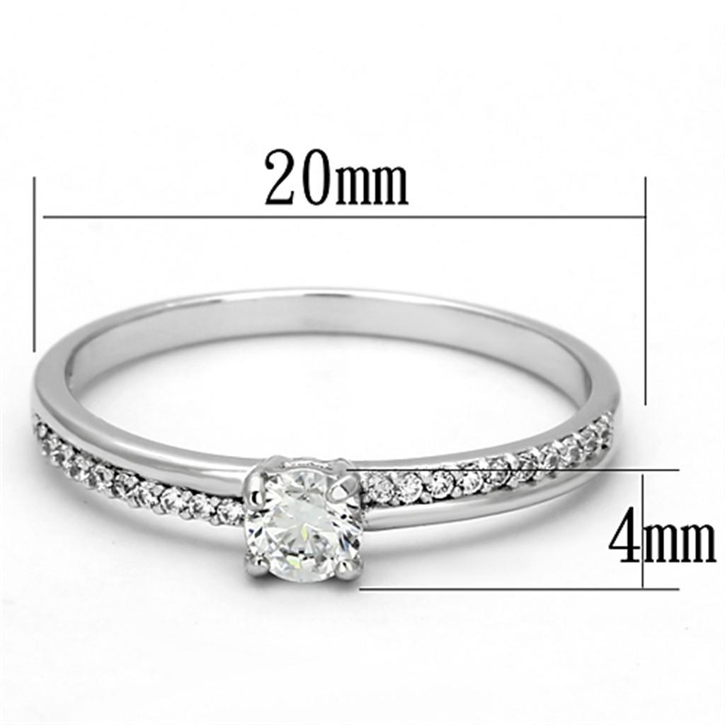 TS112 - Rhodium 925 Sterling Silver Ring with AAA Grade CZ  in Clear - Joyeria Lady