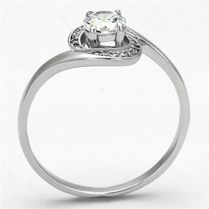 TS116 - Rhodium 925 Sterling Silver Ring with AAA Grade CZ  in Clear
