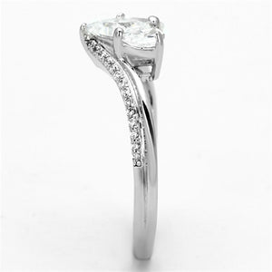 TS118 - Rhodium 925 Sterling Silver Ring with AAA Grade CZ  in Clear
