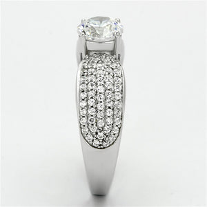 TS119 - Rhodium 925 Sterling Silver Ring with AAA Grade CZ  in Clear