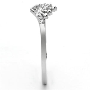 TS120 - Rhodium 925 Sterling Silver Ring with AAA Grade CZ  in Clear