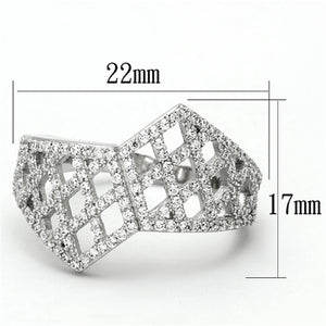 TS122 - Rhodium 925 Sterling Silver Ring with AAA Grade CZ  in Clear