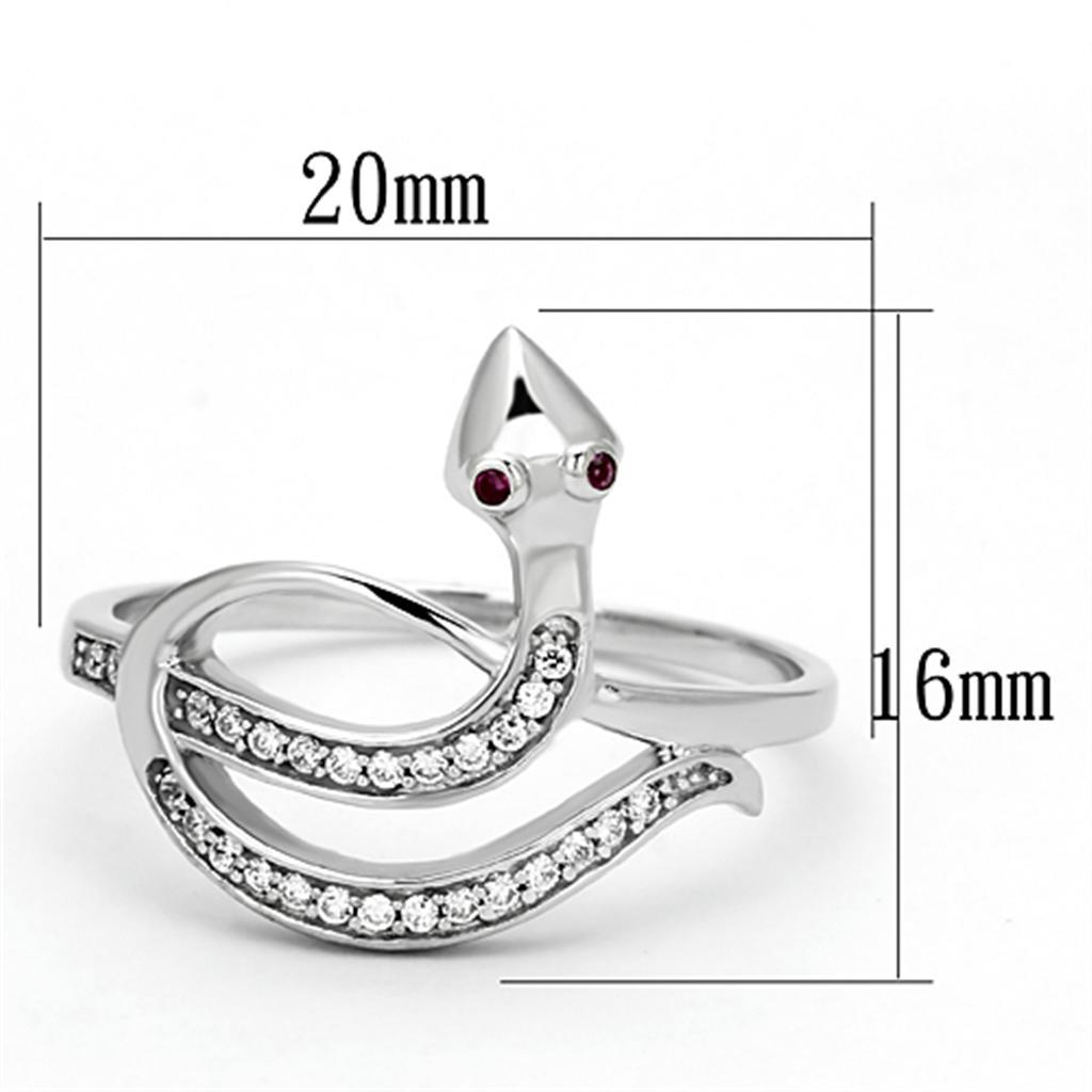 TS123 - Rhodium 925 Sterling Silver Ring with AAA Grade CZ  in Ruby - Joyeria Lady