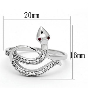 TS123 - Rhodium 925 Sterling Silver Ring with AAA Grade CZ  in Ruby