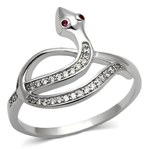 TS123 - Rhodium 925 Sterling Silver Ring with AAA Grade CZ  in Ruby