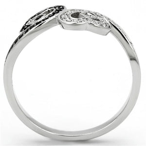 TS125 - Rhodium 925 Sterling Silver Ring with AAA Grade CZ  in Black Diamond