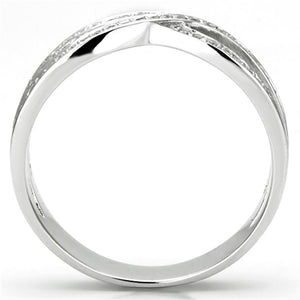 TS131 - Rhodium 925 Sterling Silver Ring with AAA Grade CZ  in Clear