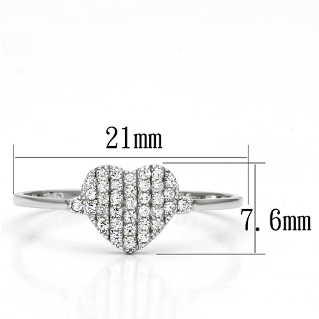 TS133 - Rhodium 925 Sterling Silver Ring with AAA Grade CZ  in Clear - Joyeria Lady