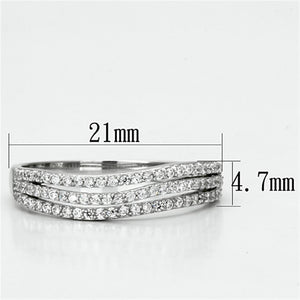 TS135 - Rhodium 925 Sterling Silver Ring with AAA Grade CZ  in Clear