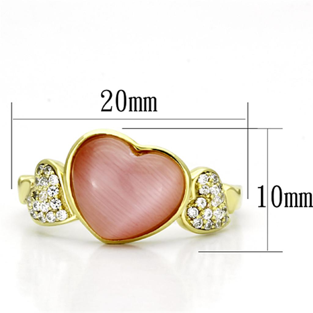 TS136 - Gold 925 Sterling Silver Ring with Synthetic Cat Eye in Rose - Joyeria Lady