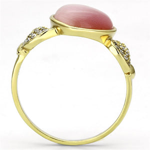TS136 - Gold 925 Sterling Silver Ring with Synthetic Cat Eye in Rose
