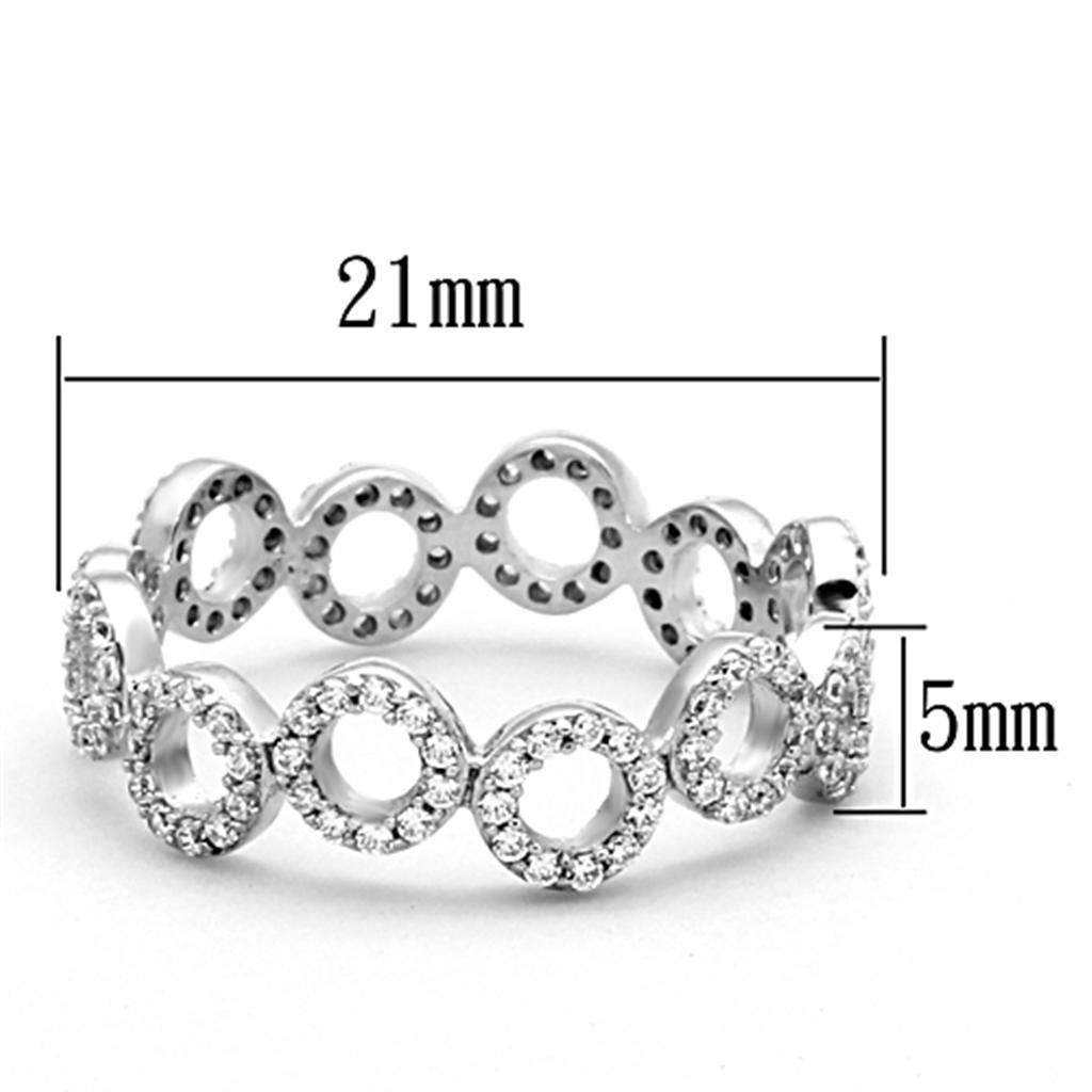 TS139 - Rhodium 925 Sterling Silver Ring with AAA Grade CZ  in Clear - Joyeria Lady