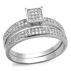 TS140 - Rhodium 925 Sterling Silver Ring with AAA Grade CZ  in Clear