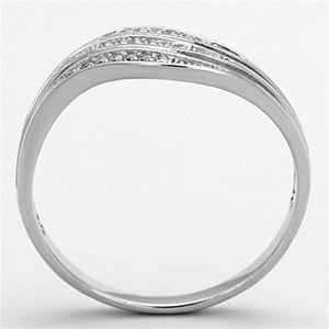 TS143 - Rhodium 925 Sterling Silver Ring with AAA Grade CZ  in Clear