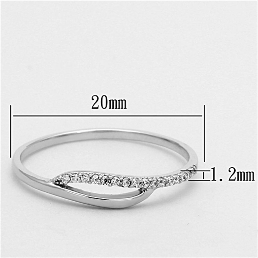TS145 - Rhodium 925 Sterling Silver Ring with AAA Grade CZ  in Clear - Joyeria Lady