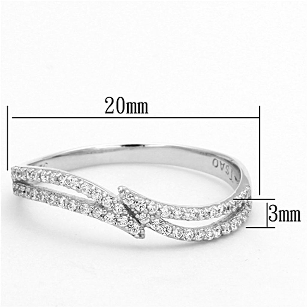 TS146 - Rhodium 925 Sterling Silver Ring with AAA Grade CZ  in Clear - Joyeria Lady