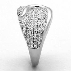 TS148 - Rhodium 925 Sterling Silver Ring with AAA Grade CZ  in Clear