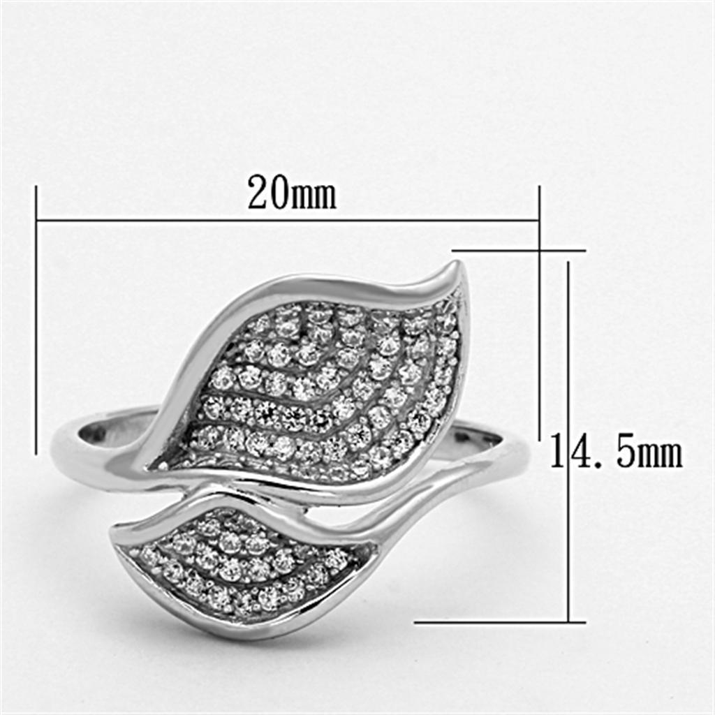TS149 - Rhodium 925 Sterling Silver Ring with AAA Grade CZ  in Clear - Joyeria Lady