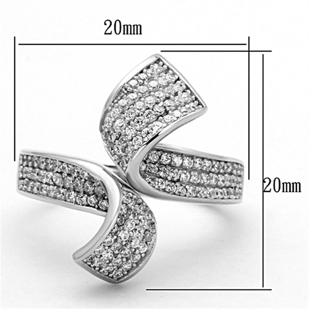 TS150 - Rhodium 925 Sterling Silver Ring with AAA Grade CZ  in Clear - Joyeria Lady
