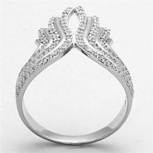 TS151 - Rhodium 925 Sterling Silver Ring with AAA Grade CZ  in Clear