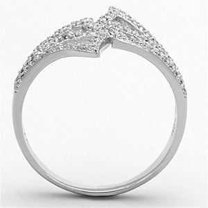 TS152 - Rhodium 925 Sterling Silver Ring with AAA Grade CZ  in Clear