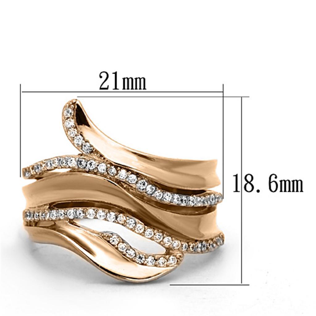 TS168 - Rose Gold 925 Sterling Silver Ring with AAA Grade CZ  in Clear - Joyeria Lady