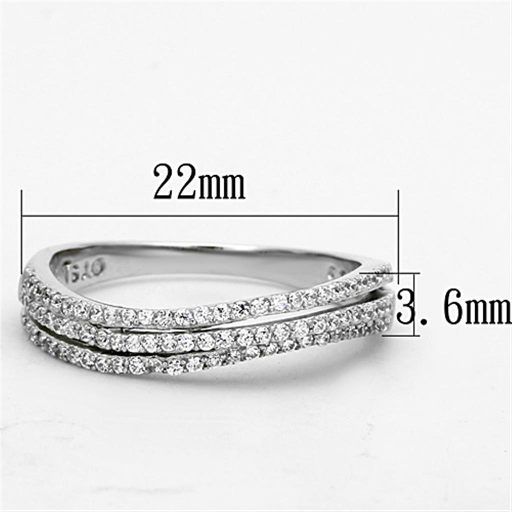 TS173 - Rhodium 925 Sterling Silver Ring with AAA Grade CZ  in Clear - Joyeria Lady