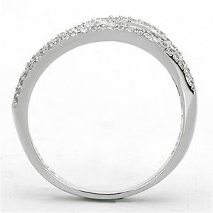 TS173 - Rhodium 925 Sterling Silver Ring with AAA Grade CZ  in Clear