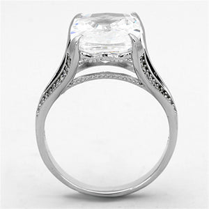 TS174 - Rhodium 925 Sterling Silver Ring with AAA Grade CZ  in Clear
