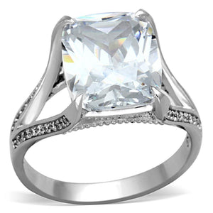 TS174 - Rhodium 925 Sterling Silver Ring with AAA Grade CZ  in Clear