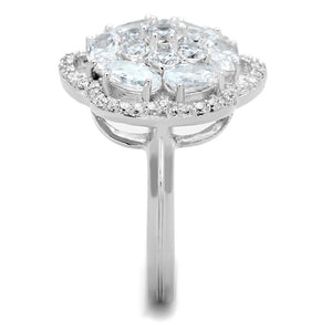 TS180 - Rhodium 925 Sterling Silver Ring with AAA Grade CZ  in Clear