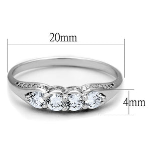 TS198 - Rhodium 925 Sterling Silver Ring with AAA Grade CZ  in Clear