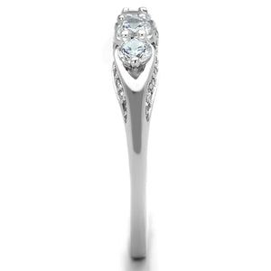 TS198 - Rhodium 925 Sterling Silver Ring with AAA Grade CZ  in Clear